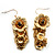 Gold Tone Floral Cluster Drop Earrings - 5.5cm Length - view 8