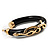 Black Resin Gold Snake Hoop Earrings - 5cm Diameter - view 8