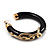 Black Resin Gold Snake Hoop Earrings - 5cm Diameter - view 13