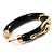 Black Resin Gold Snake Hoop Earrings - 5cm Diameter - view 12