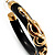 Black Resin Gold Snake Hoop Earrings - 5cm Diameter - view 2