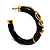 Black Resin Gold Snake Hoop Earrings - 5cm Diameter - view 5