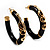Black Resin Gold Snake Hoop Earrings - 5cm Diameter - view 19