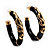 Black Resin Gold Snake Hoop Earrings - 5cm Diameter - view 4