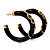 Black Resin Gold Snake Hoop Earrings - 5cm Diameter - view 11