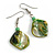Lime Green Shell Bead Drop Earrings (Silver Tone) - view 3