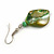 Lime Green Shell Bead Drop Earrings (Silver Tone) - view 4