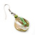 Lime Green Shell Bead Drop Earrings (Silver Tone) - view 10