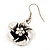 Antique Silver Daisy Flower Drop Earrings - 4cm Length - view 4