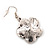 Antique Silver Daisy Flower Drop Earrings - 4cm Length - view 8