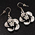 Antique Silver Daisy Flower Drop Earrings - 4cm Length - view 7