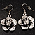 Antique Silver Daisy Flower Drop Earrings - 4cm Length - view 3