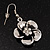 Antique Silver Daisy Flower Drop Earrings - 4cm Length - view 2
