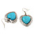 Antique Silver Turquoise Stone Heart Drop Earrings - 4.5cm Drop - view 11
