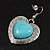 Antique Silver Turquoise Stone Heart Drop Earrings - 4.5cm Drop - view 8