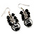 Black & Transparent Glass Bead Drop Earrings (Silver Tone Metal) - 4.5cm Length - view 2