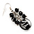 Black & Transparent Glass Bead Drop Earrings (Silver Tone Metal) - 4.5cm Length - view 3