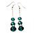 Silver Tone Emerald Green Acrylic Bead Diamante Drop Earrings - 6cm Length