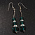 Silver Tone Emerald Green Acrylic Bead Diamante Drop Earrings - 6cm Length - view 3