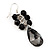Black Teardrop-Shaped Acrylic Bead Earrings (Silver Tone Metal) - 5cm Length - view 3