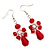 Red Acrylic Bead Drop Earrings (Silver Tone Metal) - 5.5cm Length - view 3