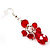 Red Acrylic Bead Drop Earrings (Silver Tone Metal) - 5.5cm Length - view 2