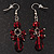 Red Acrylic Bead Drop Earrings (Silver Tone Metal) - 5.5cm Length - view 4