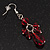 Red Acrylic Bead Drop Earrings (Silver Tone Metal) - 5.5cm Length - view 6