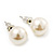 Light Cream Lustrous Faux Pearl Stud Earrings (Silver Tone Metal) - 9mm Diameter - view 3