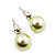 Pale Green Lustrous Faux Pearl Stud Earrings (Silver Tone Metal) - 9mm Diameter - view 3