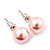 Pale Pink Lustrous Faux Pearl Stud Earrings (Silver Tone Metal) - 9mm Diameter