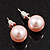 Pale Pink Lustrous Faux Pearl Stud Earrings (Silver Tone Metal) - 9mm Diameter - view 2