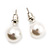 White Lustrous Faux Pearl Stud Earrings (Silver Tone Metal) - 9mm Diameter - view 4