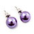 Purple Lustrous Faux Pearl Stud Earrings (Silver Tone Metal) - 7mm Diameter - view 2