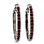 Gun Metal Red Crystal Hoop Earrings - 4cm Diameter - view 2