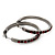 Gun Metal Red Crystal Hoop Earrings - 4cm Diameter - view 3