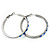 Gun Metal Blue Crystal Hoop Earrings - 4cm Diameter - view 7