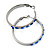 Gun Metal Blue Crystal Hoop Earrings - 4cm Diameter - view 5