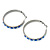 Gun Metal Blue Crystal Hoop Earrings - 4cm Diameter - view 6