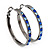 Gun Metal Blue Crystal Hoop Earrings - 4cm Diameter