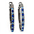 Gun Metal Blue Crystal Hoop Earrings - 4cm Diameter - view 3