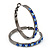 Gun Metal Blue Crystal Hoop Earrings - 4cm Diameter - view 2
