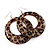Leopard Print Acrylic Hoop Earrings (Silver Tone Metal) - 6cm Diameter