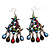 Antique Silver Multicoloured Crystal Chandelier Earrings - 8cm Length - view 2