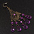 Bronze Tone Purple Acrylic Bead Chandelier Earrings - 9cm Length - view 3