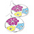 Multicoloured Floral Enamel Hoop Earrings (Silver Tone Metal) - 6cm Diameter - view 7