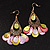 Antique Gold Shell Dangle Earrings - 7cm Length - view 2