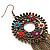 Long Multicoloured Enamel Floral Chain Drop Earrings (Bronze Tone Metal) - 13cm Length - view 2