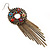 Long Multicoloured Enamel Floral Chain Drop Earrings (Bronze Tone Metal) - 13cm Length - view 3