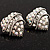 Antique Silver AB Crystal 'Love' Heart Stud Earrings -2.5cm Diameter - view 6